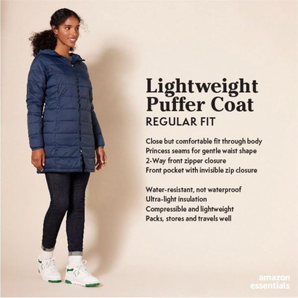 Women's Lightweight Water-Resistant Hooded Puffer Coat (Available in Plus Size) - Image 2