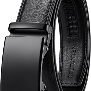 Mens Belt Leather Ratchet Belt For Men Dress and Casual with Adjustable Buckle, Trim to Fit
