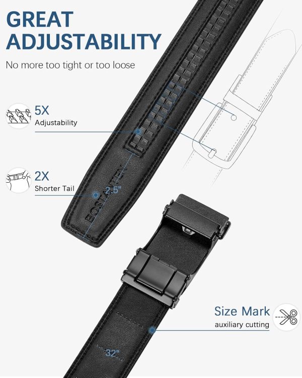 Mens Belt Leather Ratchet Belt For Men Dress and Casual with Adjustable Buckle, Trim to Fit - Image 4