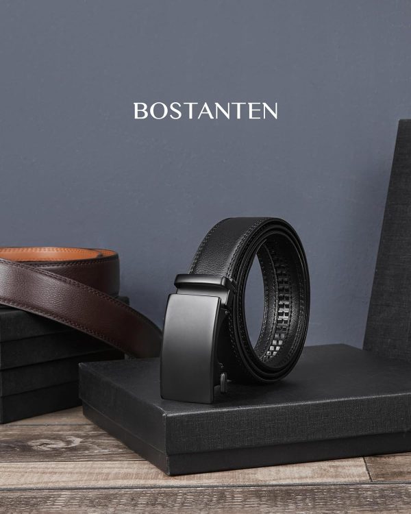 Mens Belt Leather Ratchet Belt For Men Dress and Casual with Adjustable Buckle, Trim to Fit - Image 5