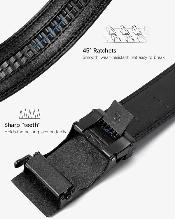 Mens Belt Leather Ratchet Belt For Men Dress and Casual with Adjustable Buckle, Trim to Fit - Image 7
