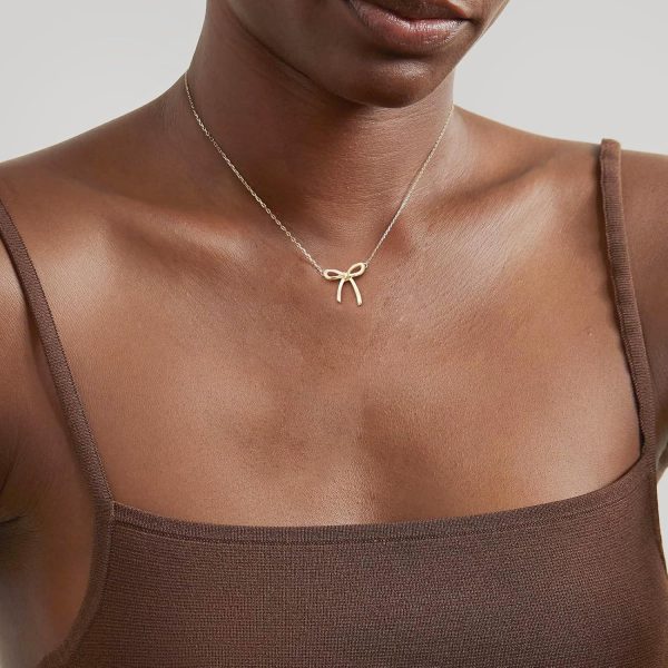 Gold Necklace for Women - Bow Necklace 14K Dainty Gold Necklace Cute Small Tiny Bow Pendant Choker Chain Necklace Trendy Necklaces for Women Gold Jewelry Gift - Image 8