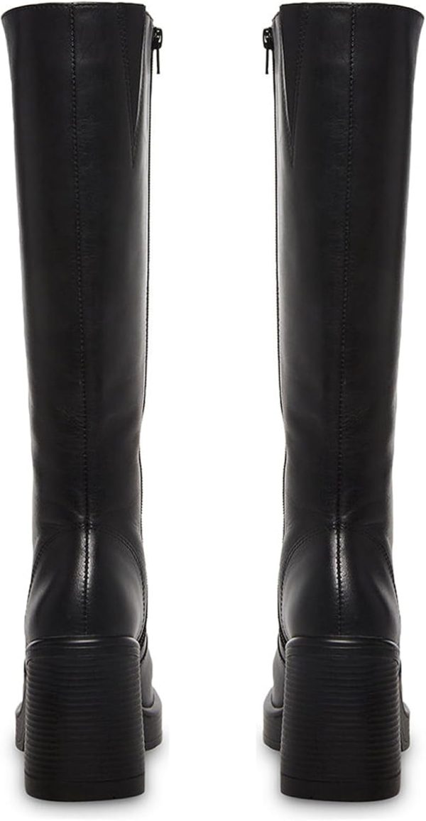 Black Leather Boots Platform Boots for Women Square Toe Chunky Block Heeled Boots - Image 4