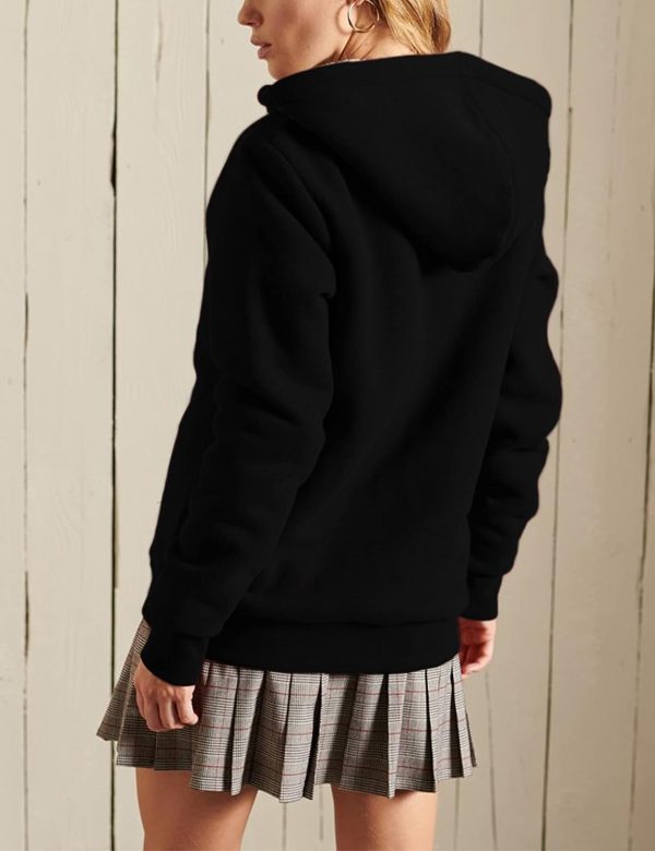 Women's Casual Full Zip Up Sherpa Lined Hoodie Sweatshirt Jacket Coat - Image 5